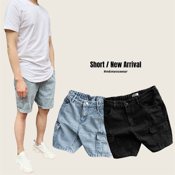  [ẢNH THẬT] Quần Short Jean Nam Cạp Chun Túi Hộp 