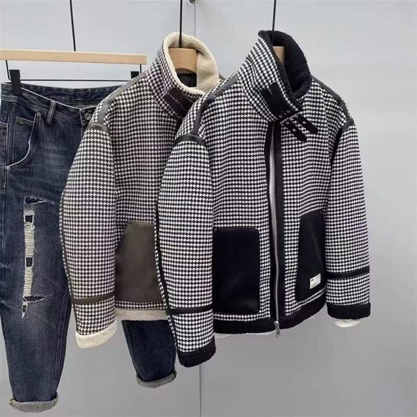  [ẢNH THẬT] Áo Khoác Dạ Đai Cài Dáng Ngắn Nam Bên Trong Lót Lông Cực Ấm 1138 