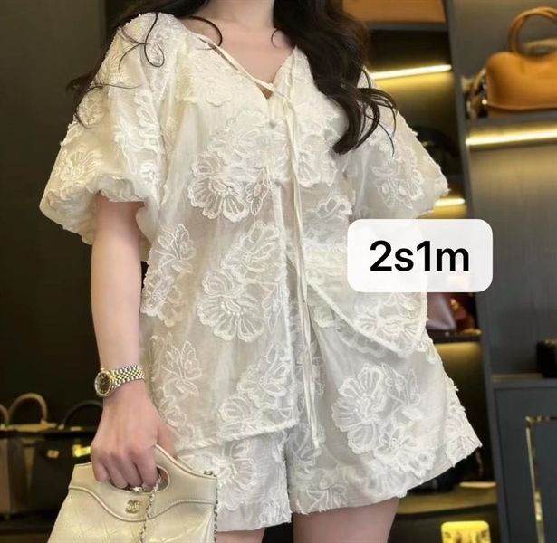  Set smnt quần sooc hoa nổi buộc dây (*) 