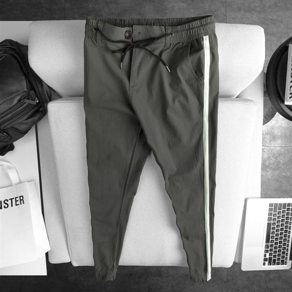  Quần Jogger Đũi P.Bear Xanh Rêu Sọc 