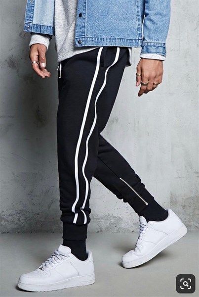  Jogger Nỉ ZR Đen Sọc Khóa 