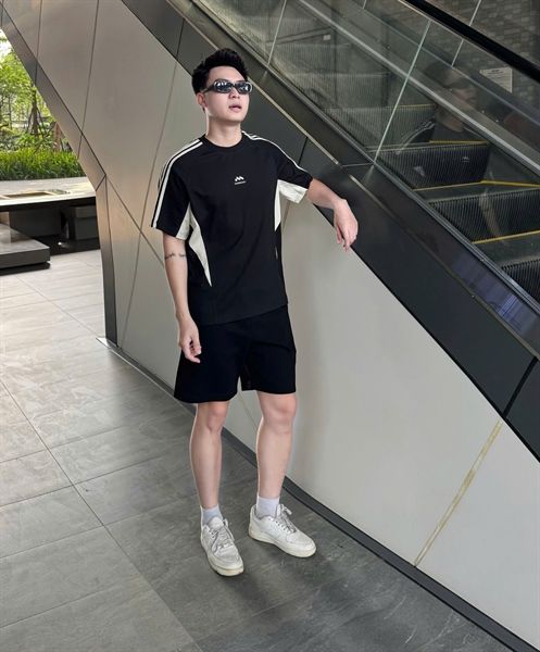  [ẢNH THẬT] Áo Phông Ngắn Tay Nam Nữ Sọc Vai 2707 