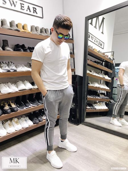  Jogger Nỉ ZR Ghi Đậm Sọc 
