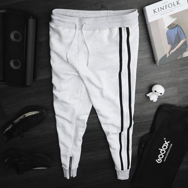  Jogger Nỉ ZR Ghi Sáng Sọc Khóa 