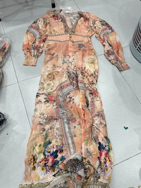  Váy Camilla dài tay dáng dài viền đá 