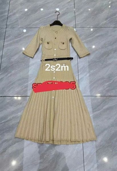  Váy len nhũ tay lỡ kèm belt V 