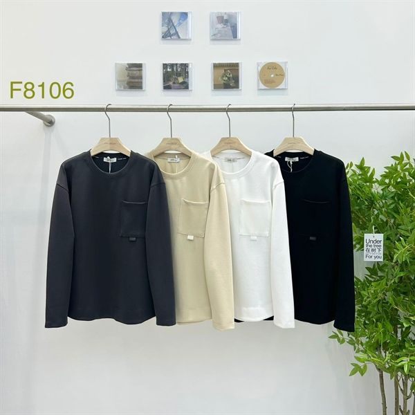  [ẢNH THẬT] Áo Dài Tay Nam Có Túi Ngực Đen/Trắng/Be/Ghi F8106 