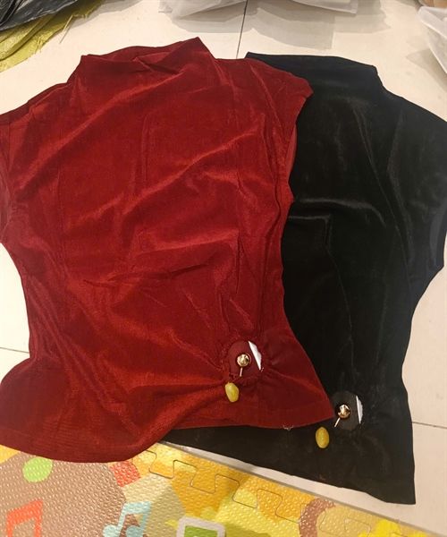  AKNN nhung lưới cổ leo đính khuy gấu 