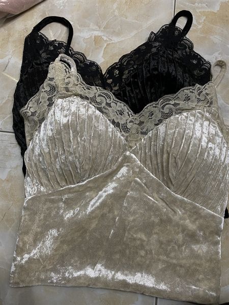  Áo bra nhung viền ren 