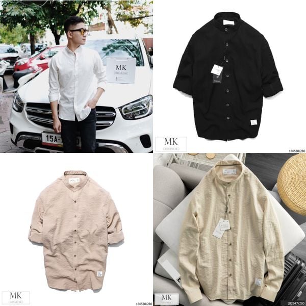  [Có Nhiều Màu] Áo Sơ Mi Đũi Dài Tay Cổ Tàu Bentino 