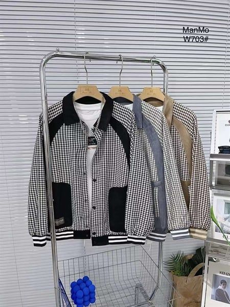  [ẢNH THẬT] Áo Khoác Nam Nữ Da Lộn Kẻ Caro Đen/Nâu/Xanh W703 