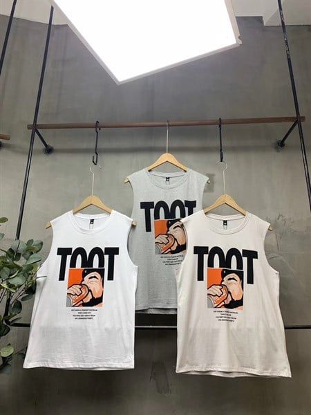  Tanktop Chữ Toot Xám Nhạt 