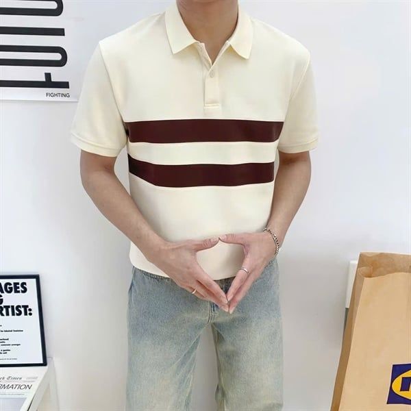  [ẢNH THẬT] Polo Ngắn Tay Nam Kẻ Ngang Ngực 980 