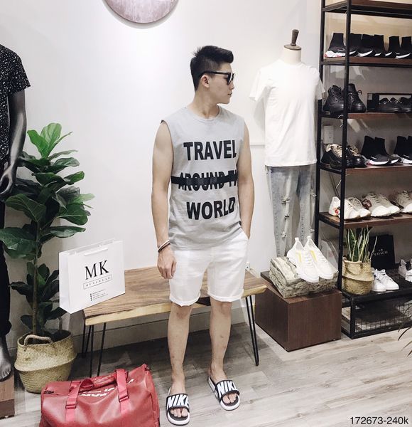  Tanktop Chữ Travel Xám 