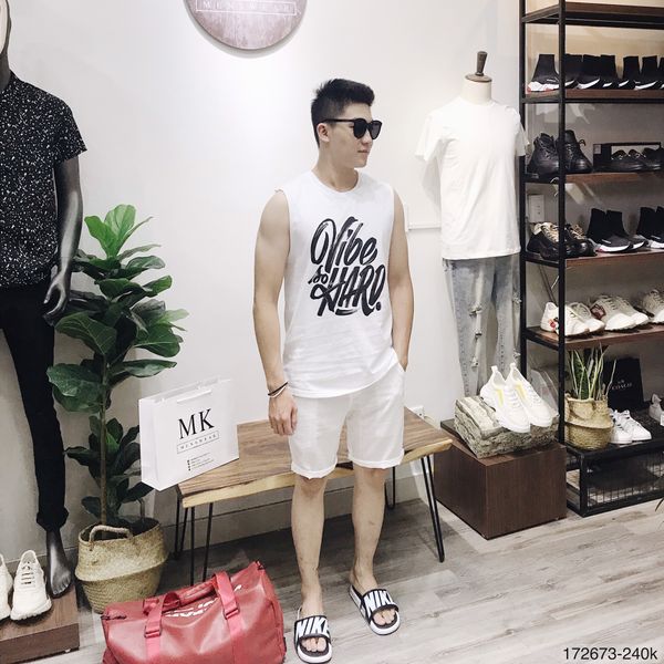  Tanktop Chữ Travel Trắng 