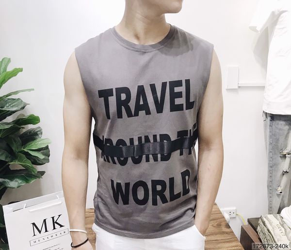  Tanktop Chữ Travel Xám Đậm 