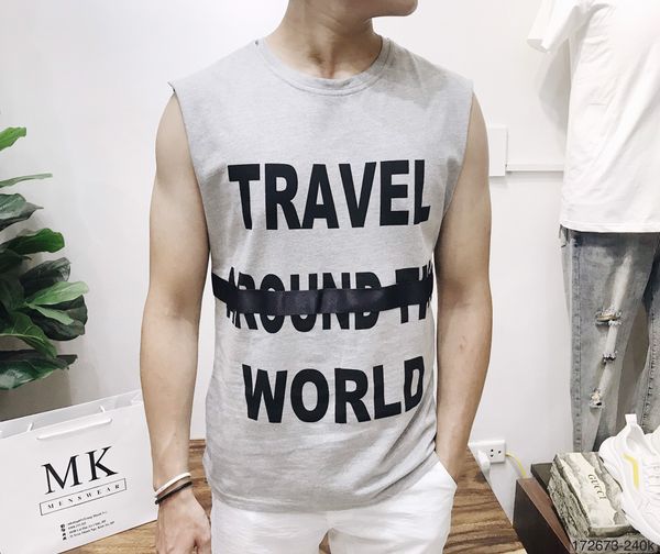  Tanktop Chữ Travel Xám 