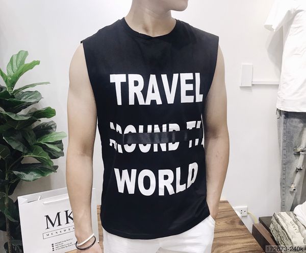  Tanktop Chữ Travel Đen 