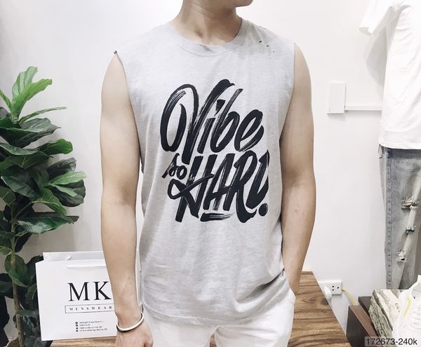  Tanktop Chữ Vibe So Hard Xám Nhạt 