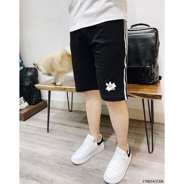  Quần Short Das Đen Basic Kẻ Sọc Trắng 
