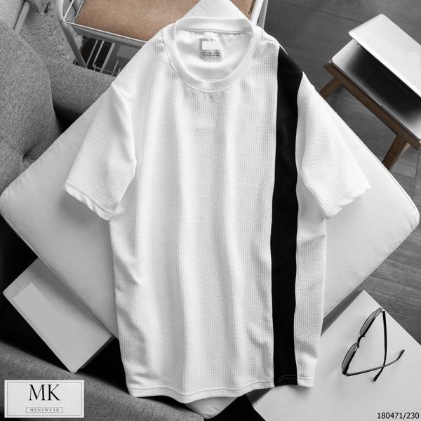  [Có Nhiều Màu] Áo Pull Ngắn Tay Cổ Tròn Vải Gân Phối 