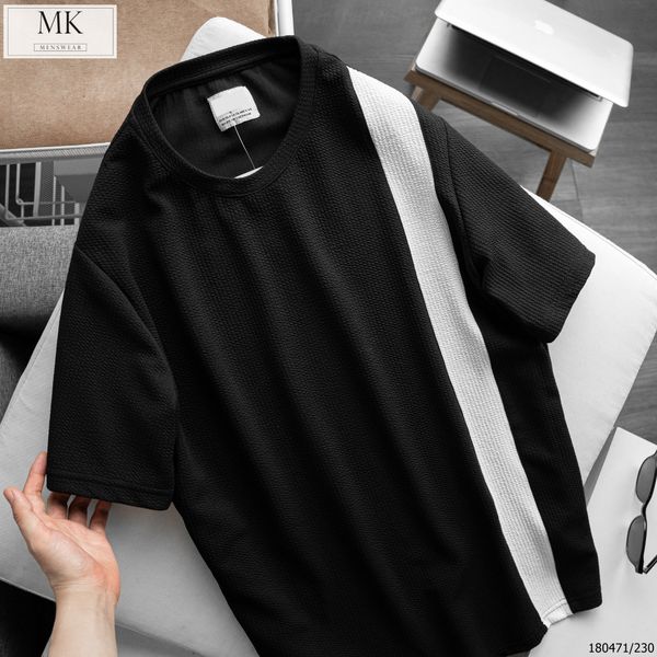  [Có Nhiều Màu] Áo Pull Ngắn Tay Cổ Tròn Vải Gân Phối 