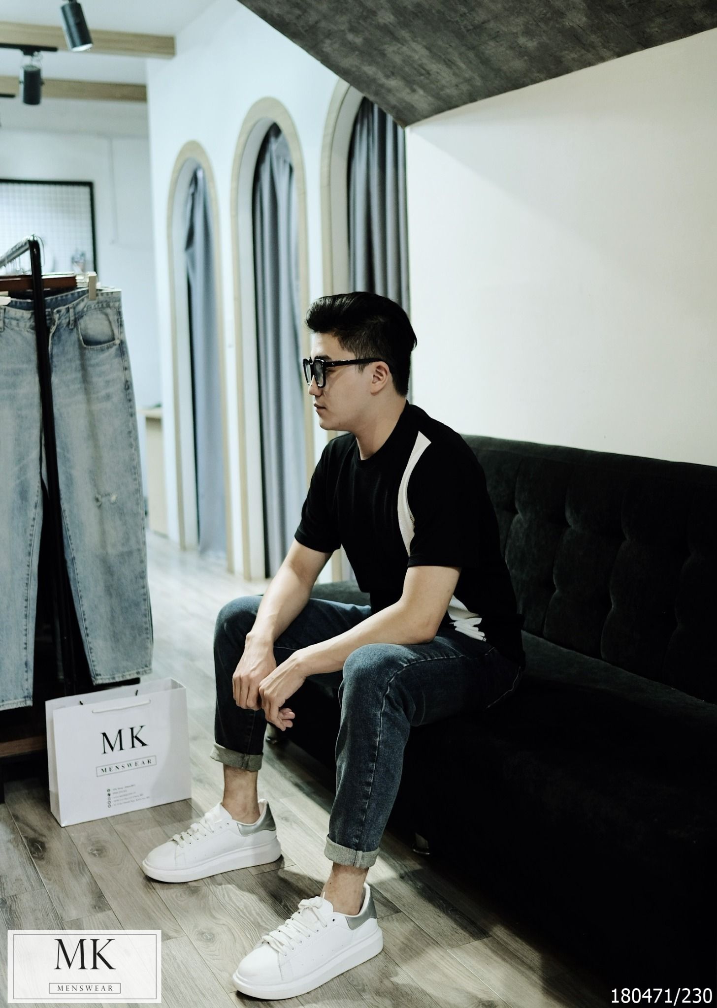  [Có Nhiều Màu] Áo Pull Ngắn Tay Cổ Tròn Vải Gân Phối 