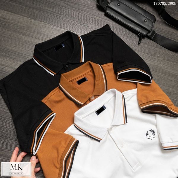  ÁO POLO NGẮN TAY CỔ BẺ TRƠN CẢI CỔ LOGO NHỎ TRƯỚC NGỰC kèm hình thật shop tự chụp 