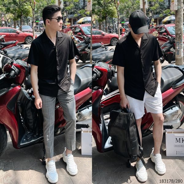  [ẢNH THẬT] Áo Sơ Mi Đũi Ngắn Tay Nam Cổ Vest 