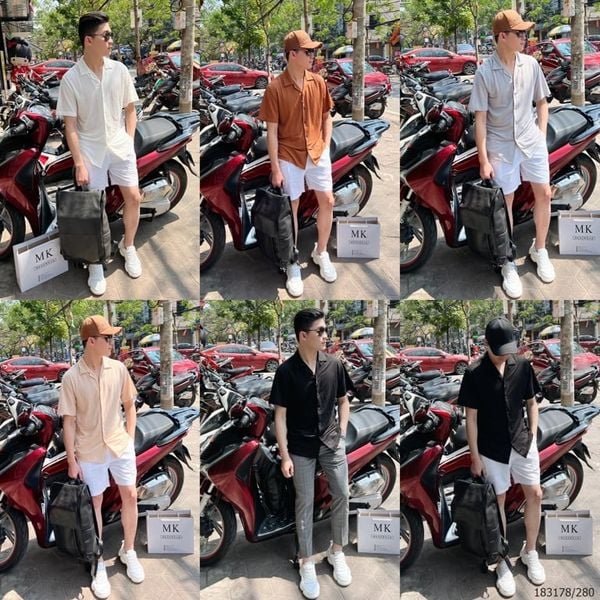  [ẢNH THẬT] Áo Sơ Mi Đũi Ngắn Tay Nam Cổ Vest 