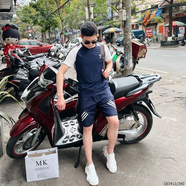  [ẢNH THẬT] Bộ Ngắn Tay Thể Thao Nam Cải Sọc 