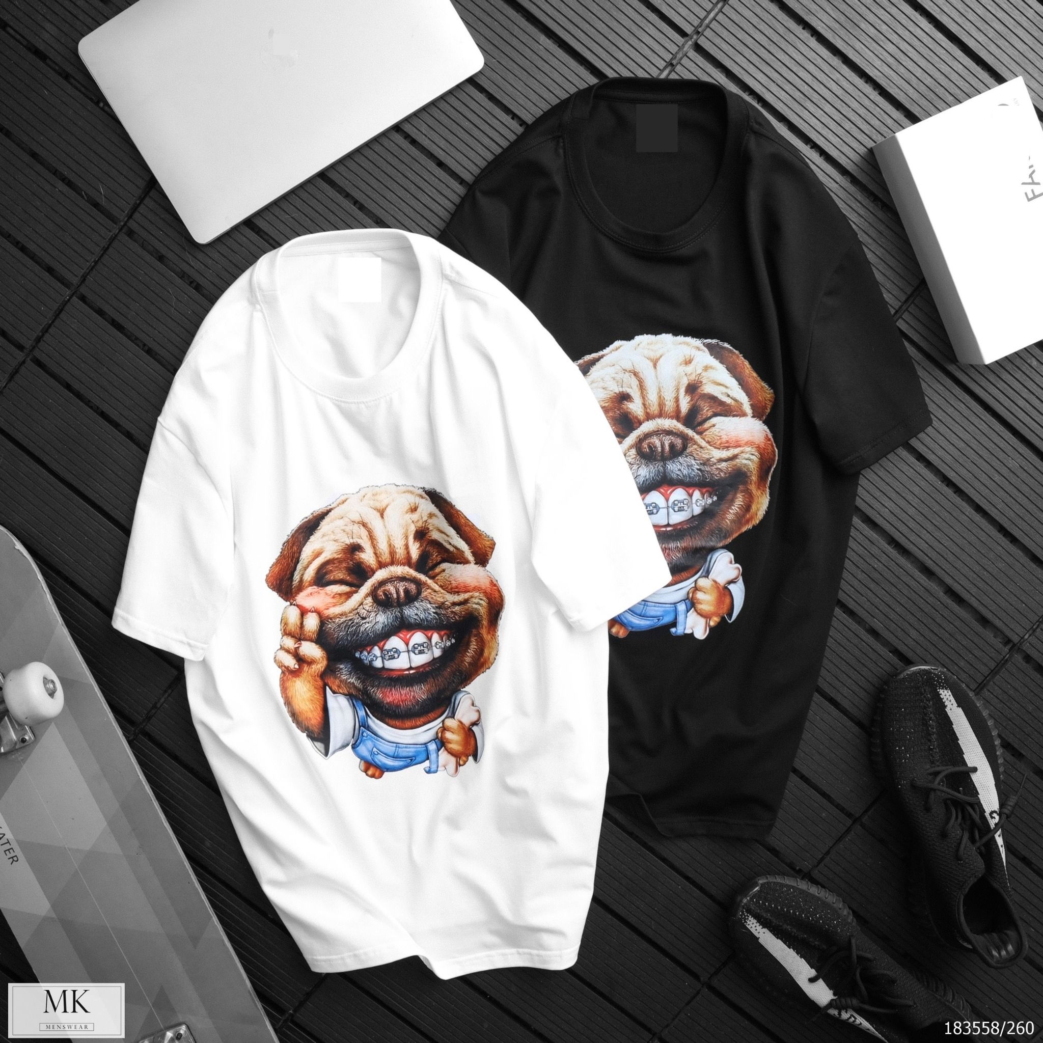  [ẢNH THẬT] Áo Phông Ngắn Tay Nam Nữ Họa Tiết Pug 