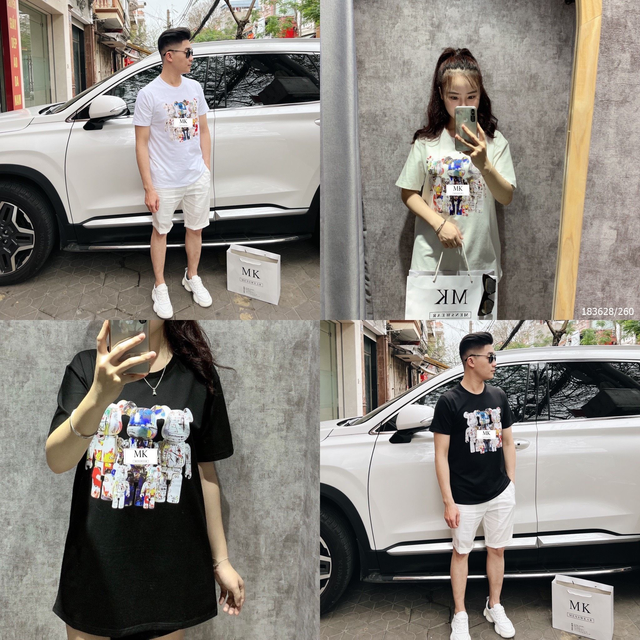  [ẢNH THẬT] Áo Phông Ngắn Tay Nam Nữ Họa Tiết Gấu 