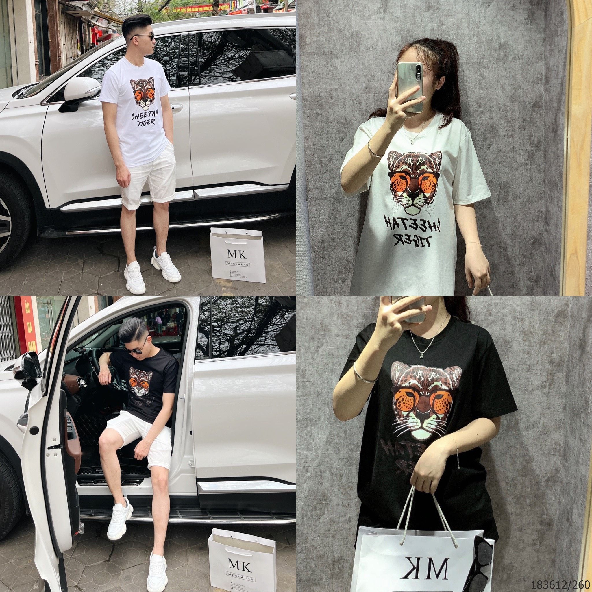  [ẢNH THẬT] Áo Phông Ngắn Tay Nam Nữ Họa Tiết Mặt Báo 