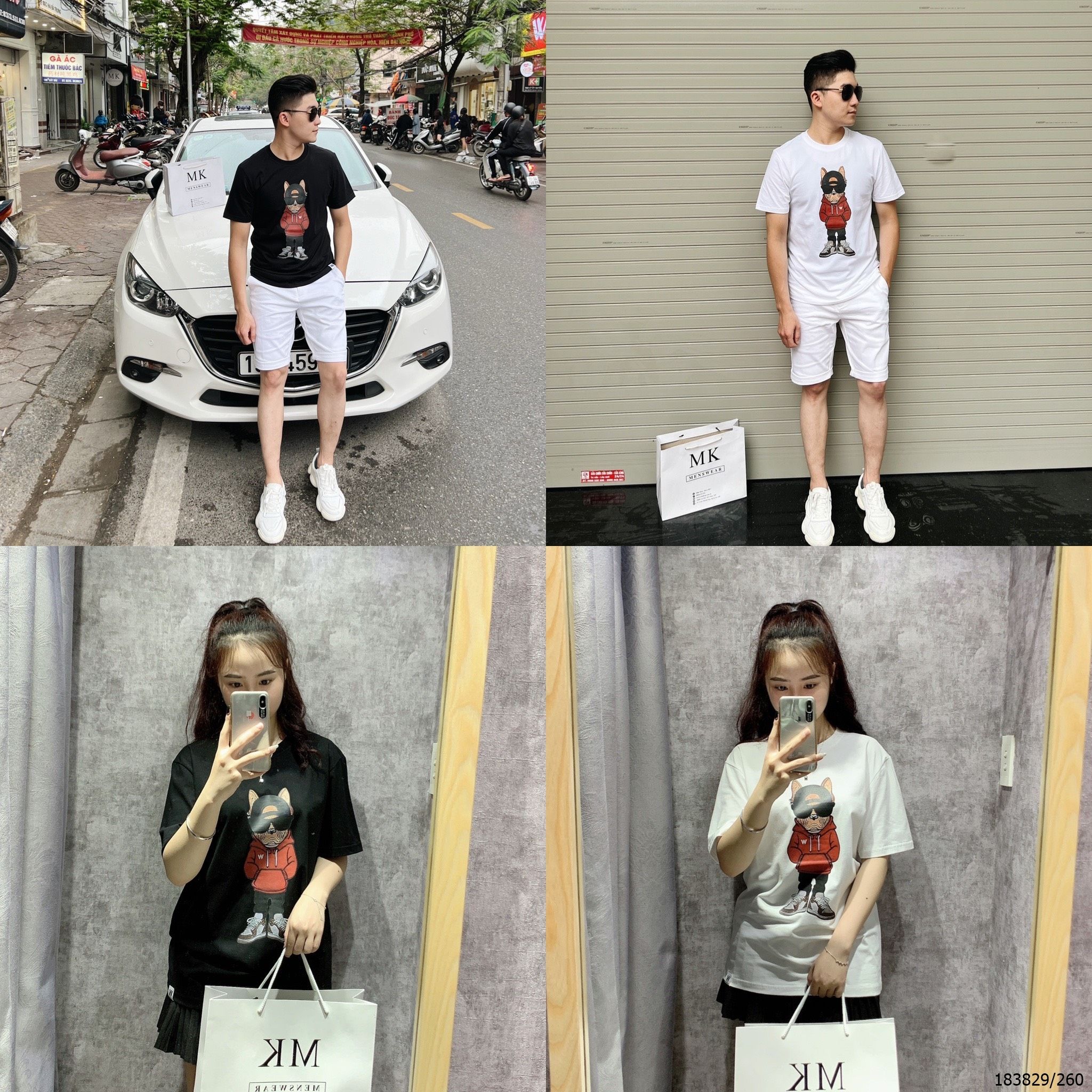  [ẢNH THẬT] Áo Phông Ngắn Tay Nam Nữ Họa Tiết Hình Chó 
