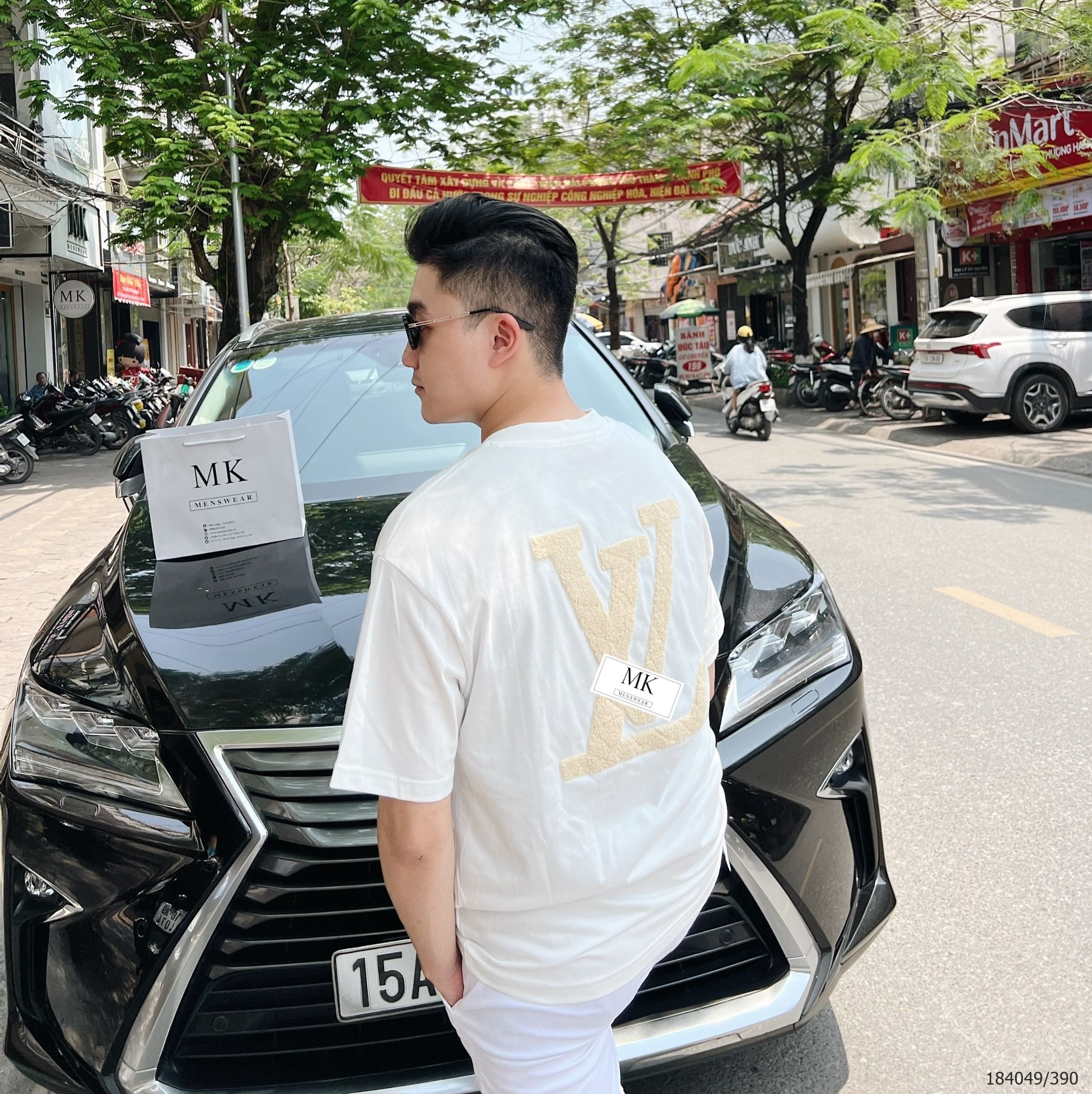  [ẢNH THẬT] Áo Ngắn Tay Nam Nữ Thêu Chữ Ngực Logo Lưng 