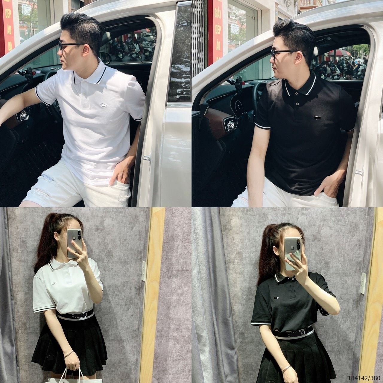 [ẢNH THẬT] Áo Phông Polo Cổ Bẻ Nam Nữ Trang Trí Logo Ngực Hình Ong 