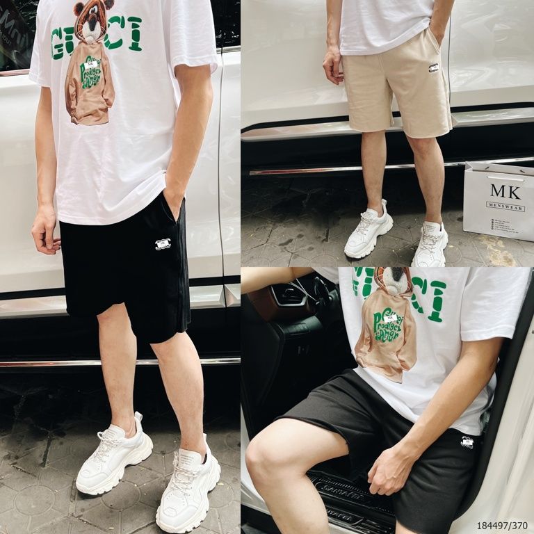  [ẢNH THẬT] Quần Short Nỉ Nam Nữ Logo Đùi 2 Màu Đen Và Be Cực Đẹp 