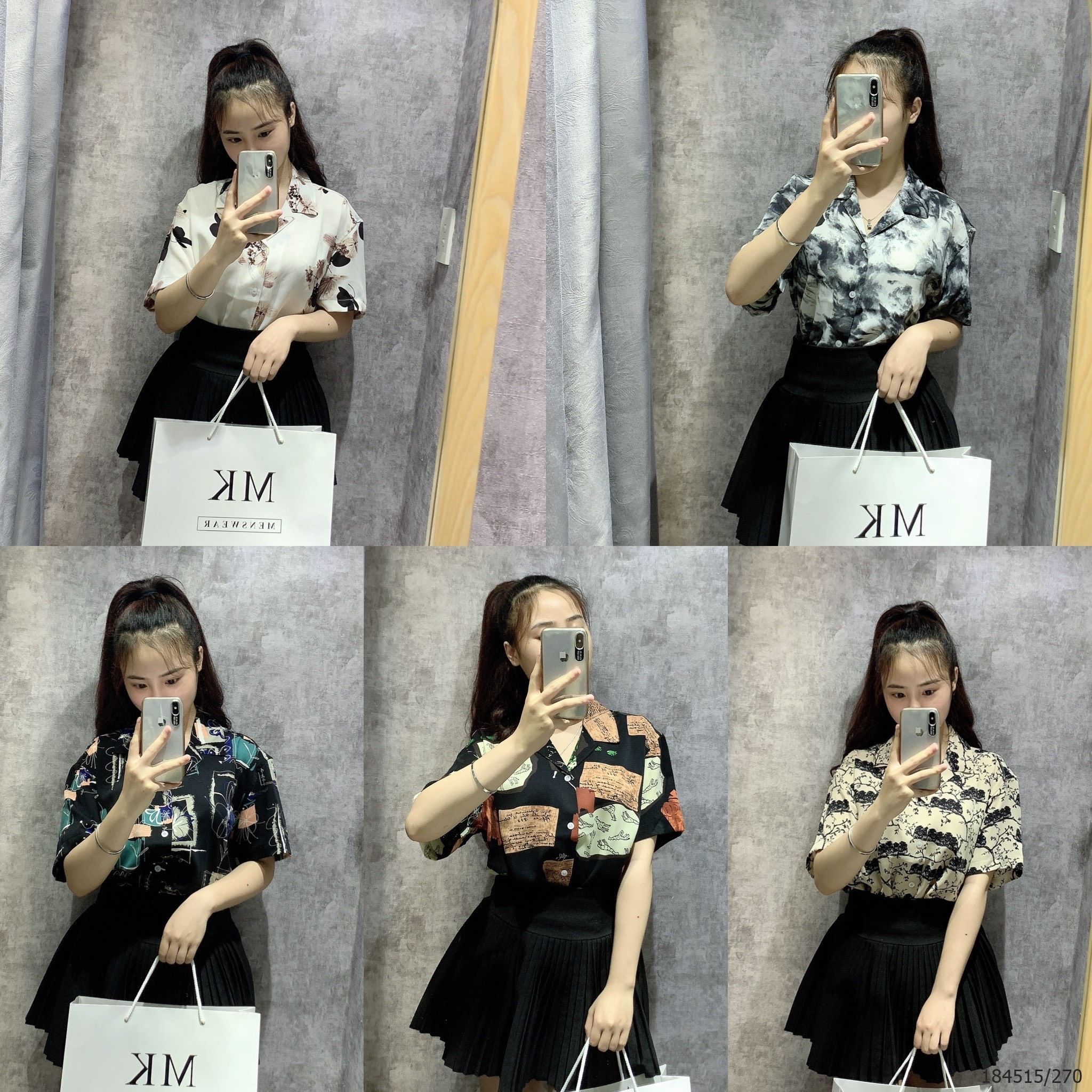  [ẢNH THẬT] Áo Sơ Mi Ngắn Tay Nam Nữ Họa Tiết Đi Biển 