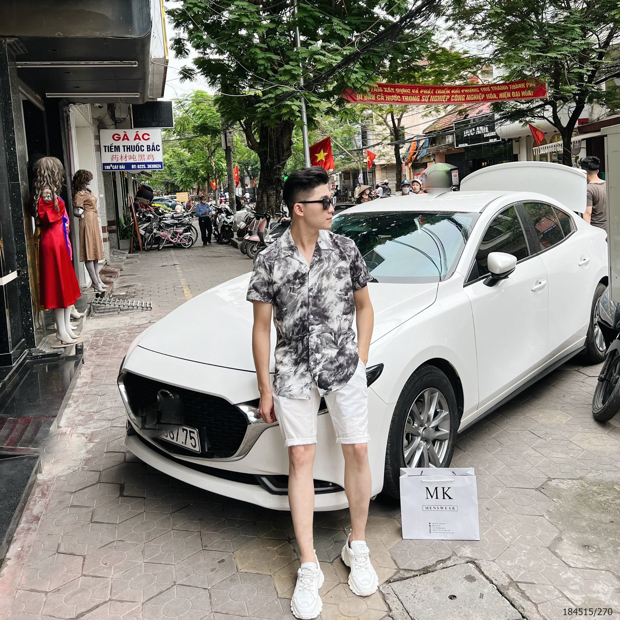  [ẢNH THẬT] Áo Sơ Mi Ngắn Tay Nam Nữ Họa Tiết Đi Biển 