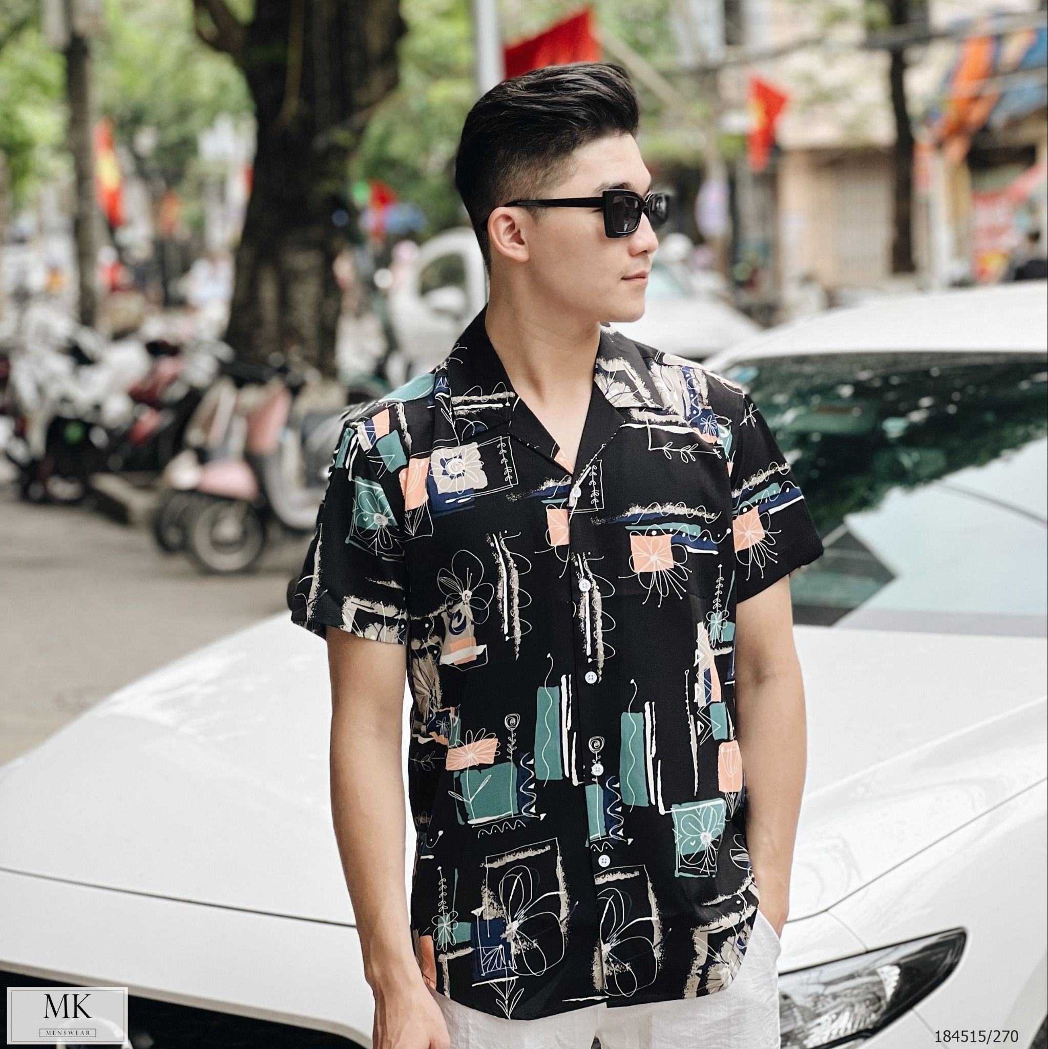  [ẢNH THẬT] Áo Sơ Mi Ngắn Tay Nam Nữ Họa Tiết Đi Biển 