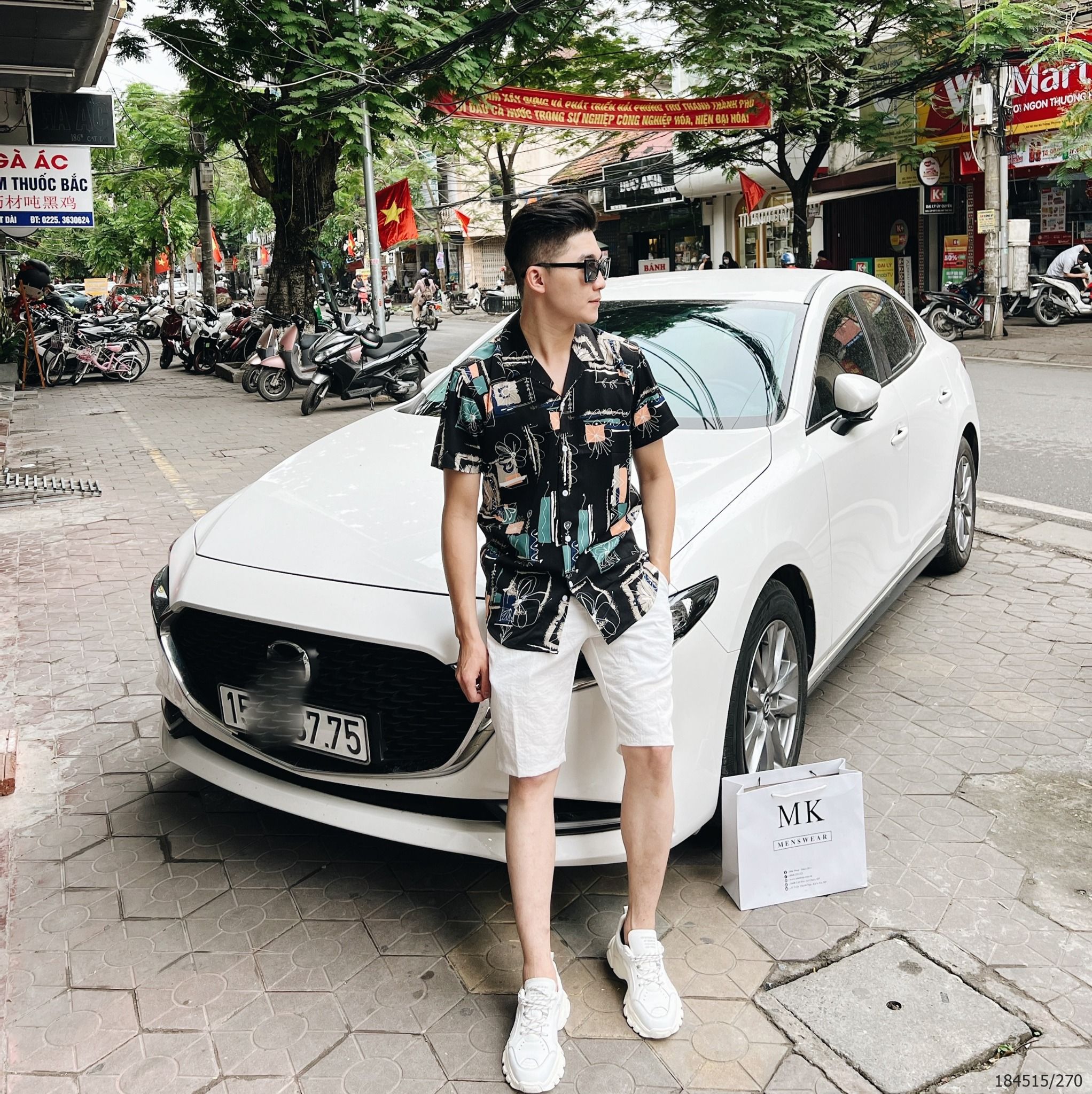 [ẢNH THẬT] Áo Sơ Mi Ngắn Tay Nam Nữ Họa Tiết Đi Biển 
