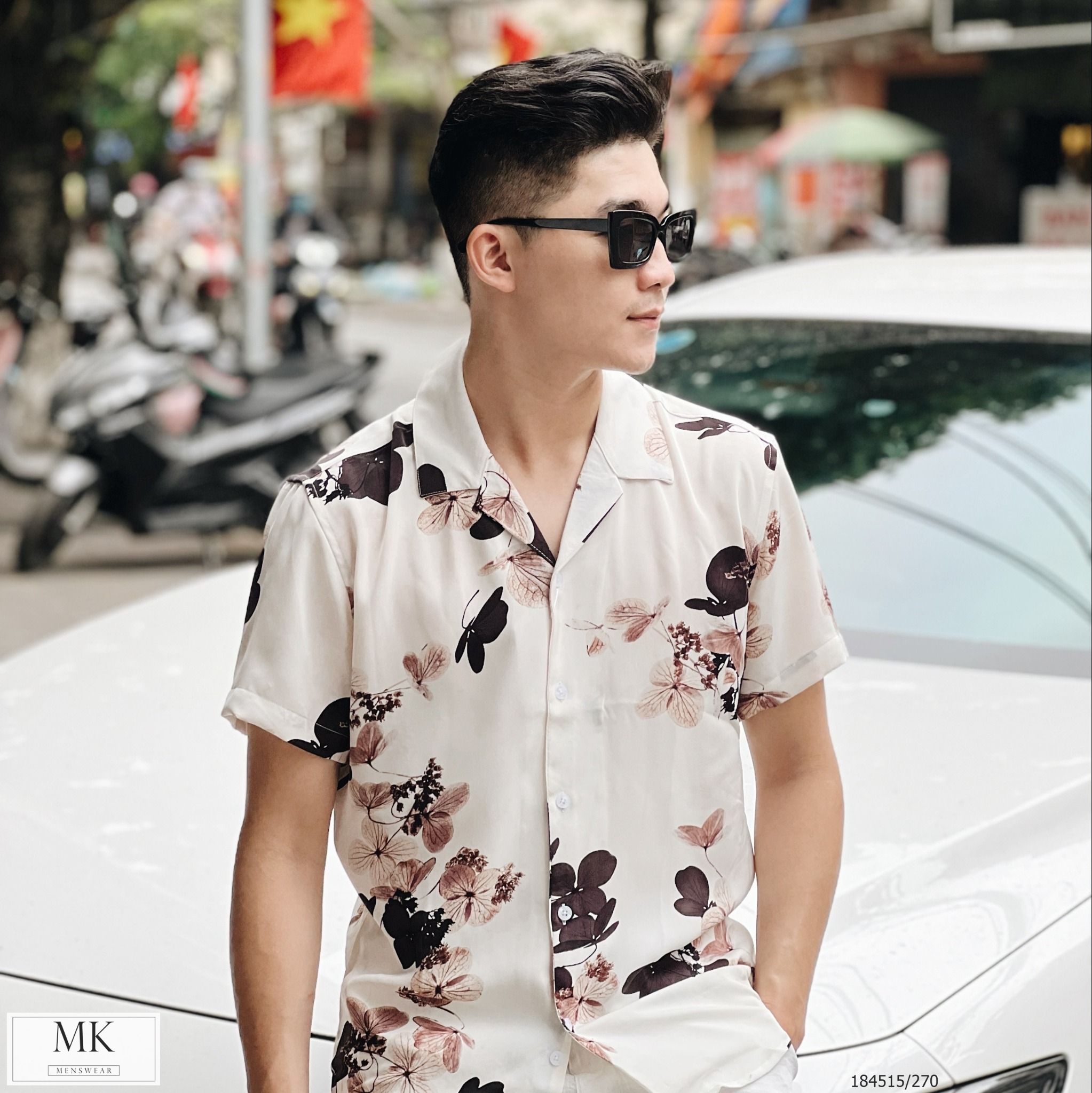  [ẢNH THẬT] Áo Sơ Mi Ngắn Tay Nam Nữ Họa Tiết Đi Biển 
