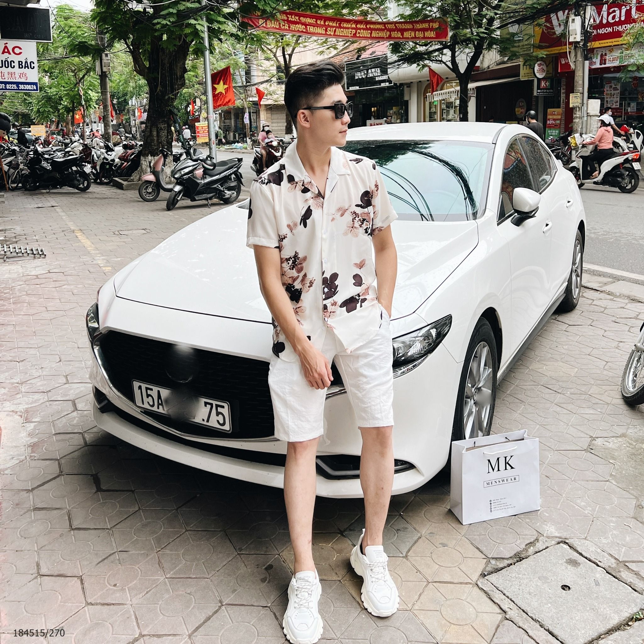  [ẢNH THẬT] Áo Sơ Mi Ngắn Tay Nam Nữ Họa Tiết Đi Biển 
