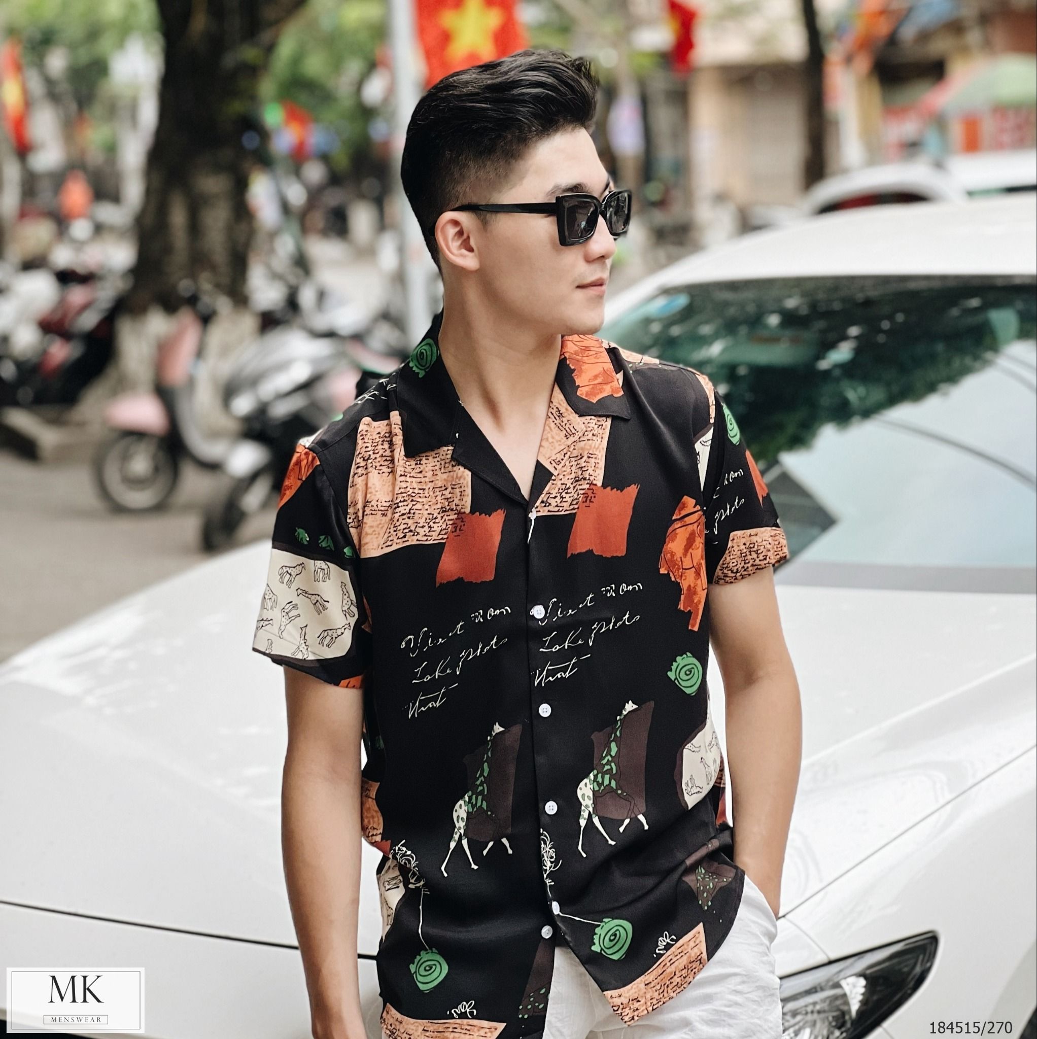  [ẢNH THẬT] Áo Sơ Mi Ngắn Tay Nam Nữ Họa Tiết Đi Biển 