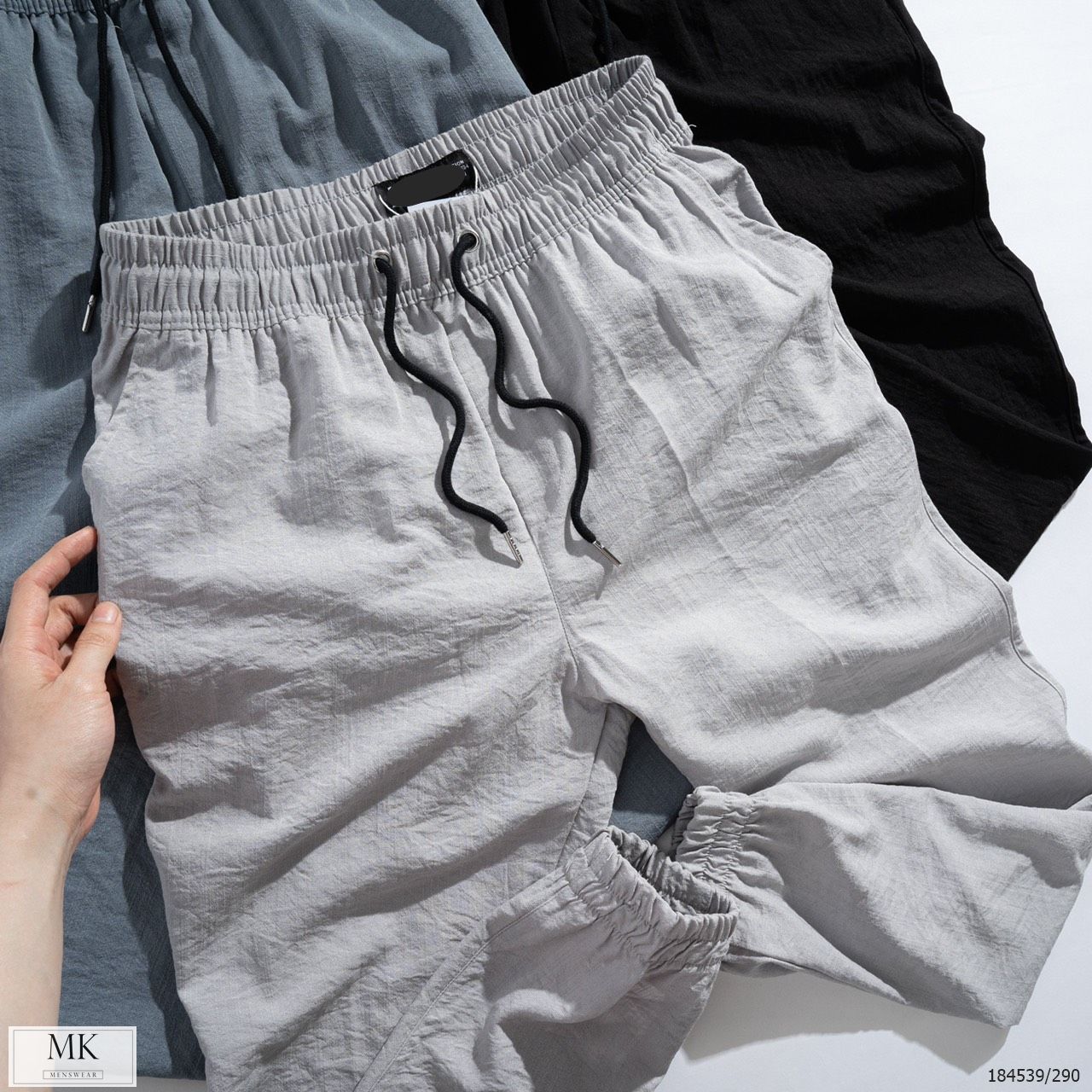  [ẢNH THẬT] Quần Jogger Đũi Trơn Nam Nữ 3 Màu Đen/Ghi/Xanh Basic 