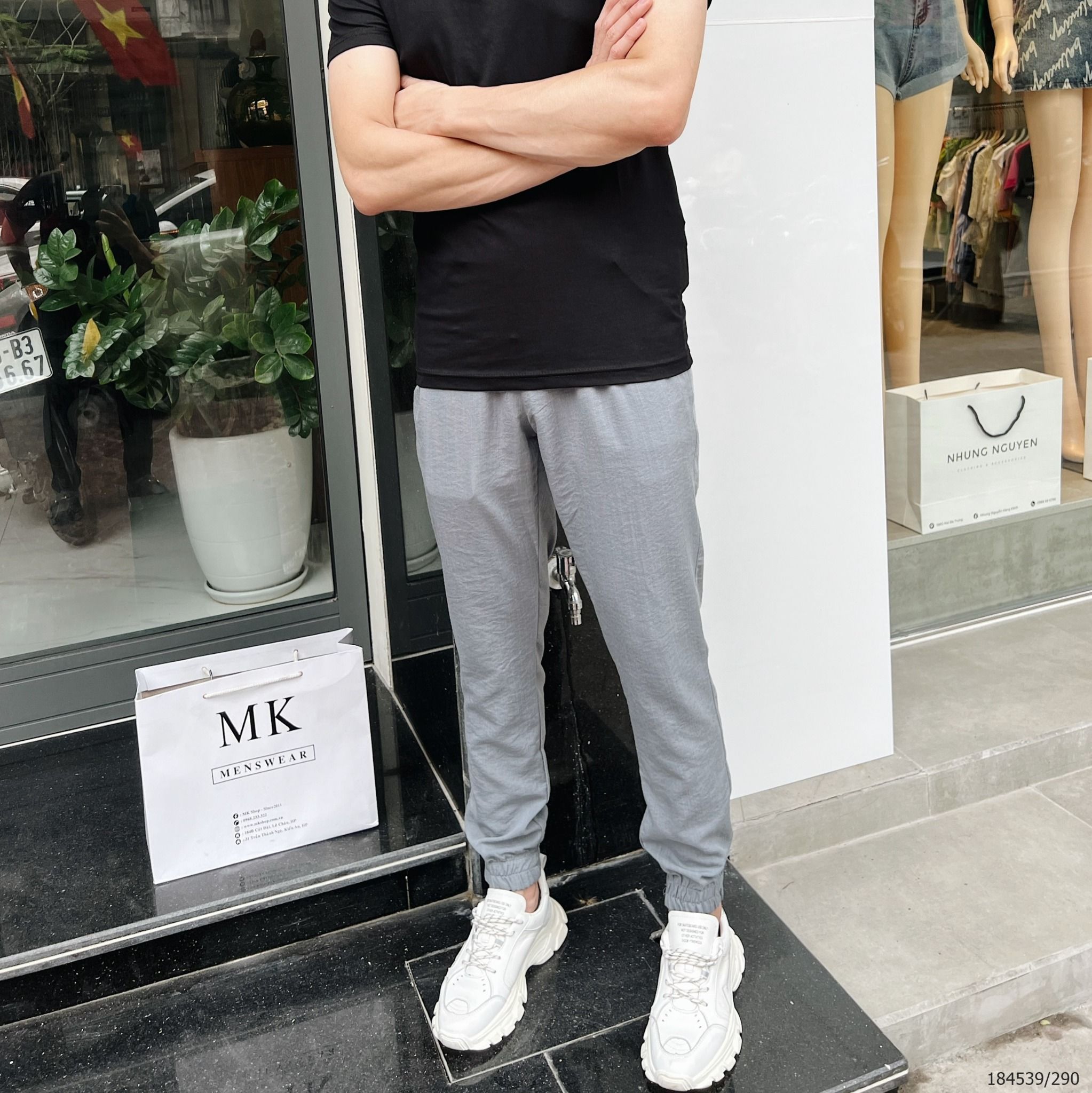  [ẢNH THẬT] Quần Jogger Đũi Trơn Nam Nữ 3 Màu Đen/Ghi/Xanh Basic 