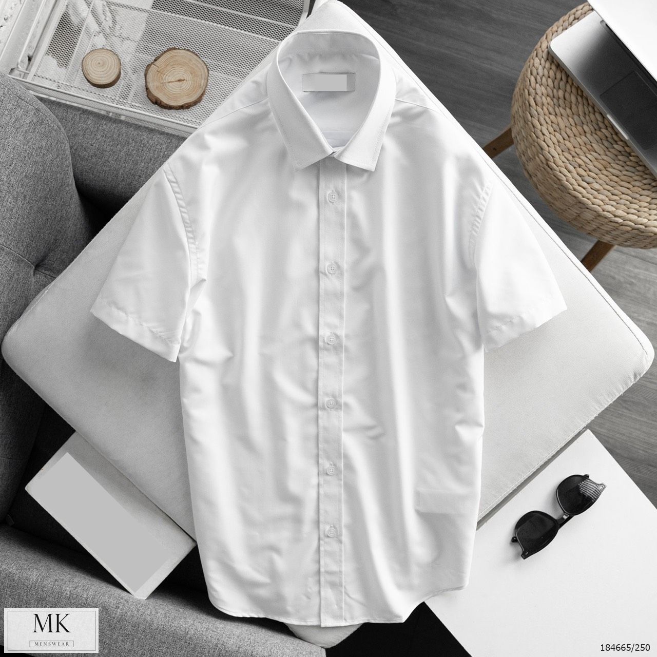  [ẢNH THẬT] Áo Sơ Mi Ngắn Tay Nam Chất Lụa Chống Nhăn 4 Màu Đen, Trắng, Xanh Than, Xanh Nhạt Basic 