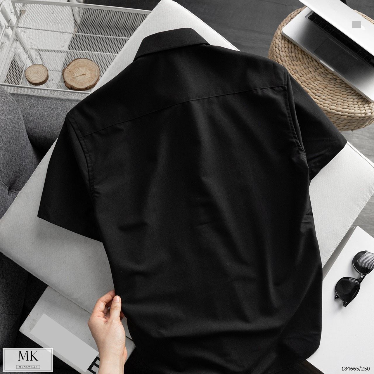  [ẢNH THẬT] Áo Sơ Mi Ngắn Tay Nam Chất Lụa Chống Nhăn 4 Màu Đen, Trắng, Xanh Than, Xanh Nhạt Basic 