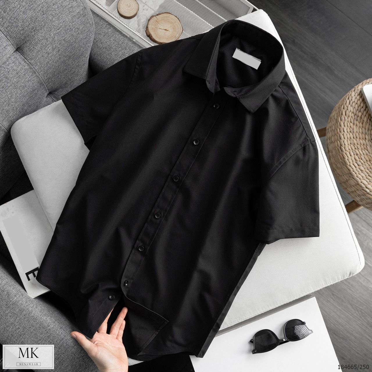  [ẢNH THẬT] Áo Sơ Mi Ngắn Tay Nam Chất Lụa Chống Nhăn 4 Màu Đen, Trắng, Xanh Than, Xanh Nhạt Basic 